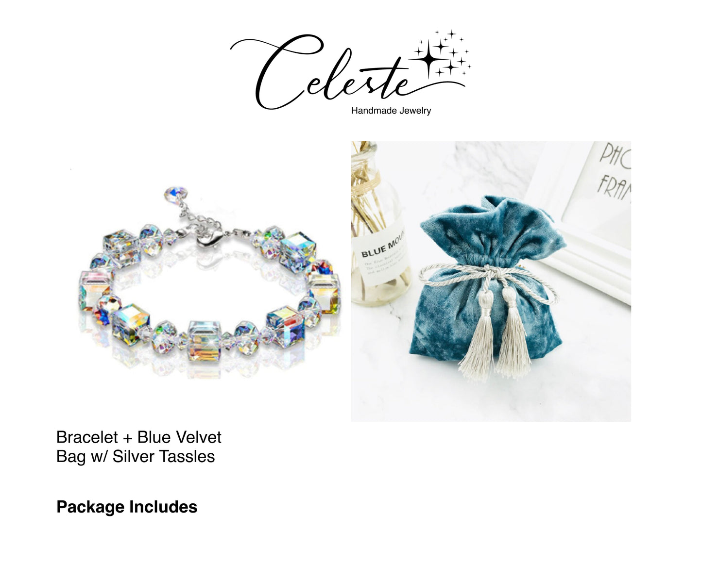 U - Lobster Clasp Sparkling Bracelets Colourful Aurora Geometric Crystal Bracelet For Girls Gifts