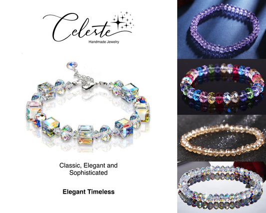 U - Lobster Clasp Sparkling Bracelets Colourful Aurora Geometric Crystal Bracelet For Girls Gifts