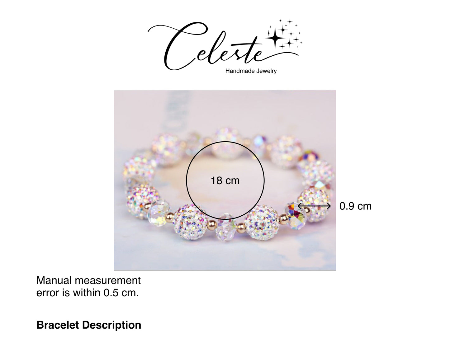S - Beaded Austrian Crystal Charm Bracelet Shinny Engraved Glassy Bracelets For Women Jewelry