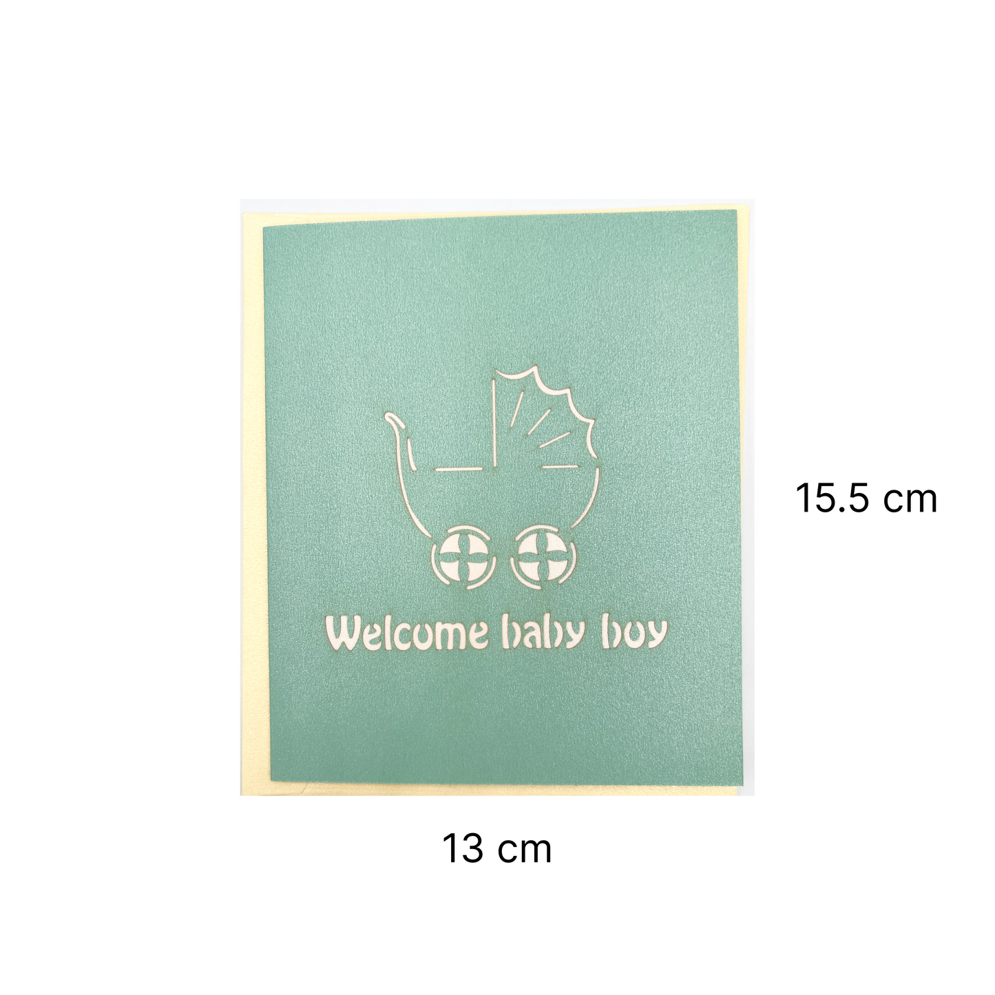 A1 - Welcome Baby Boy 3D Pop Up Greeting Card With Envelope