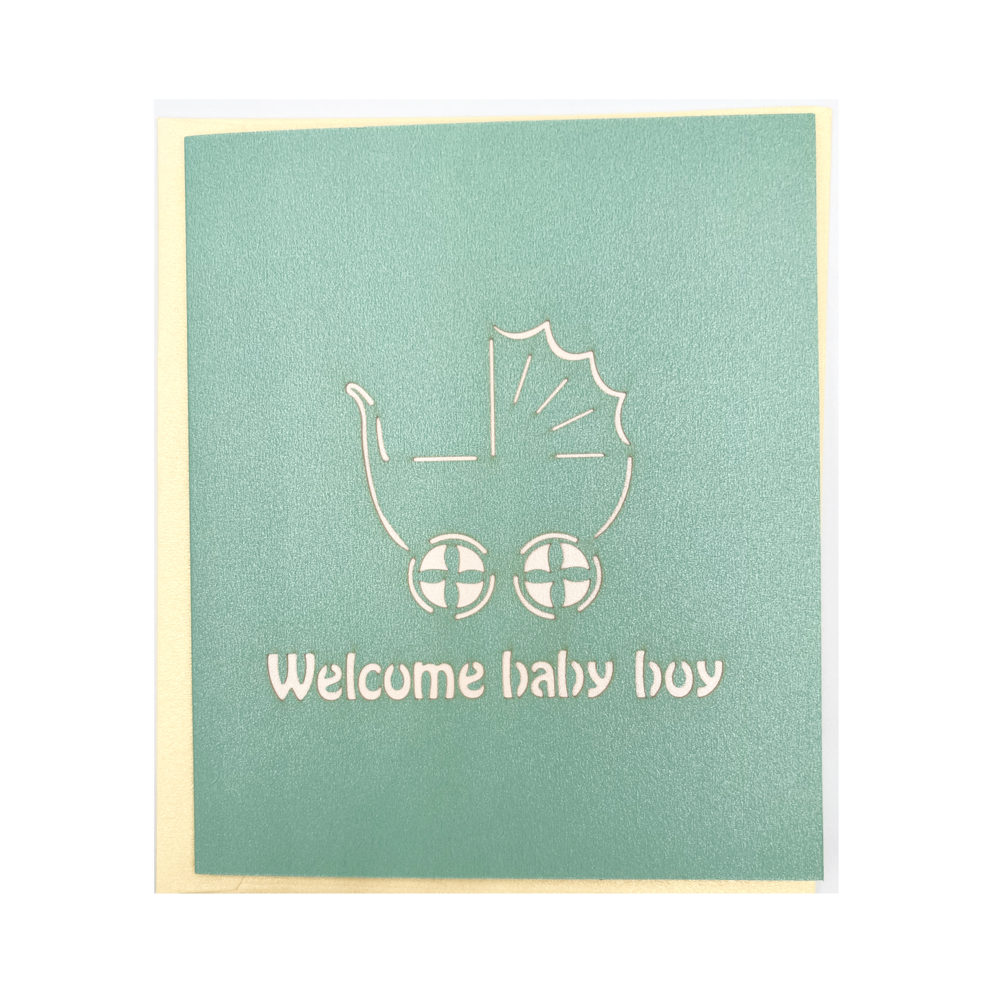 A1 - Welcome Baby Boy 3D Pop Up Greeting Card With Envelope