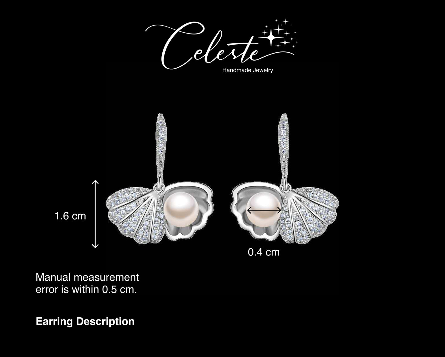 A - Dropshipping metal shell design exquisite shining crystal Fashion temperament contracted pearl Drop earrings new Mother's Day
