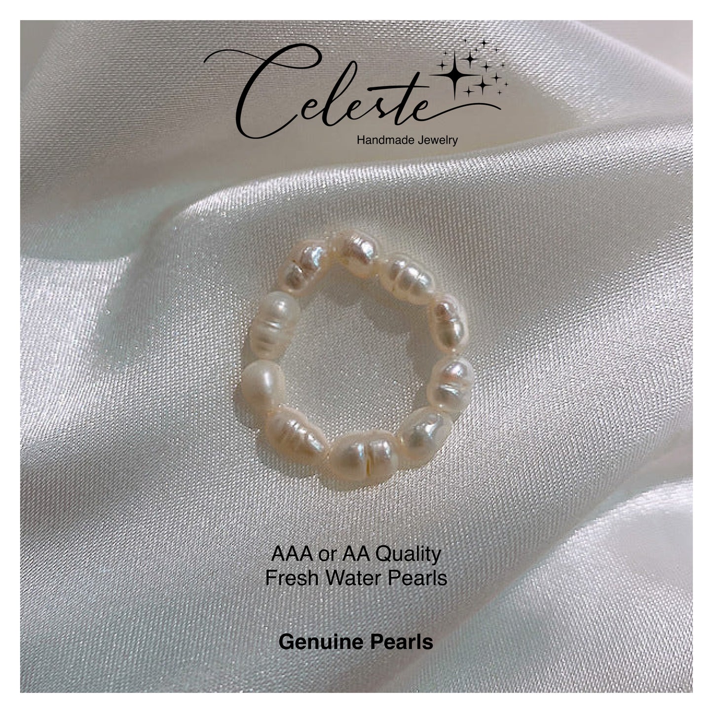 R - Natural real baroque pearl ring