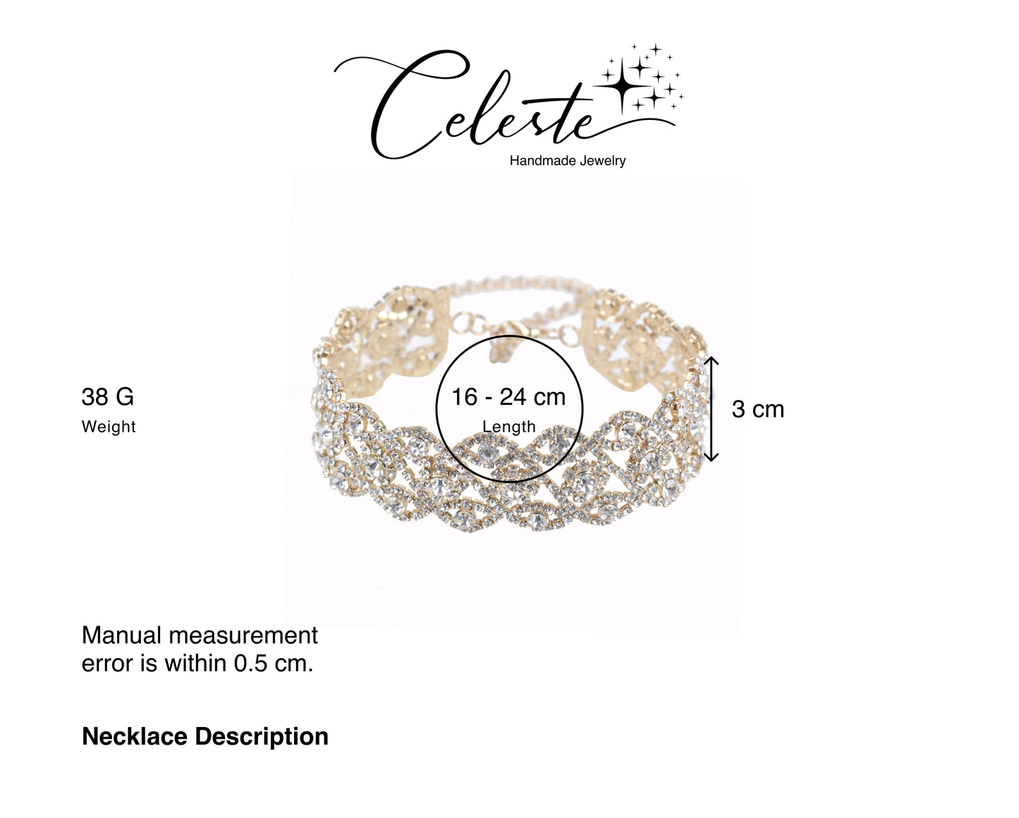 S - Luxury Crystal Beads Collar Chokers Necklace Pendant Geometry Rows Wedding Rhinestone Bead Necklace Statement Chokers