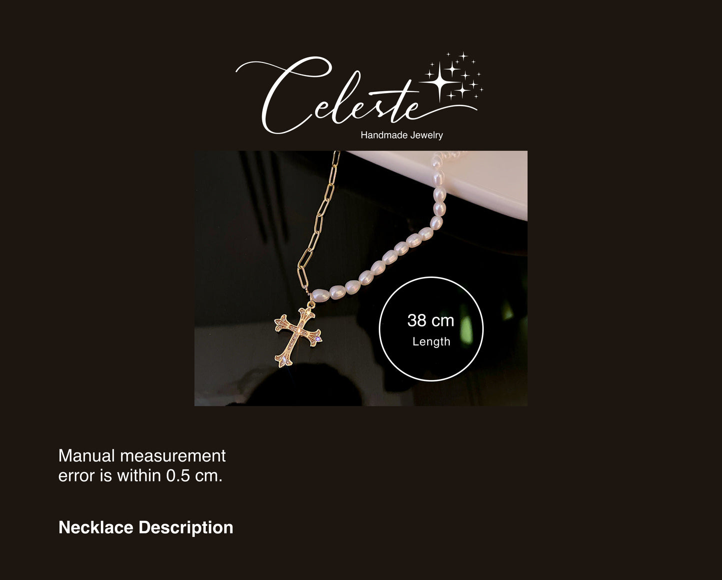 L - fashion trendy cross freshwater pearl womens necklace 2021