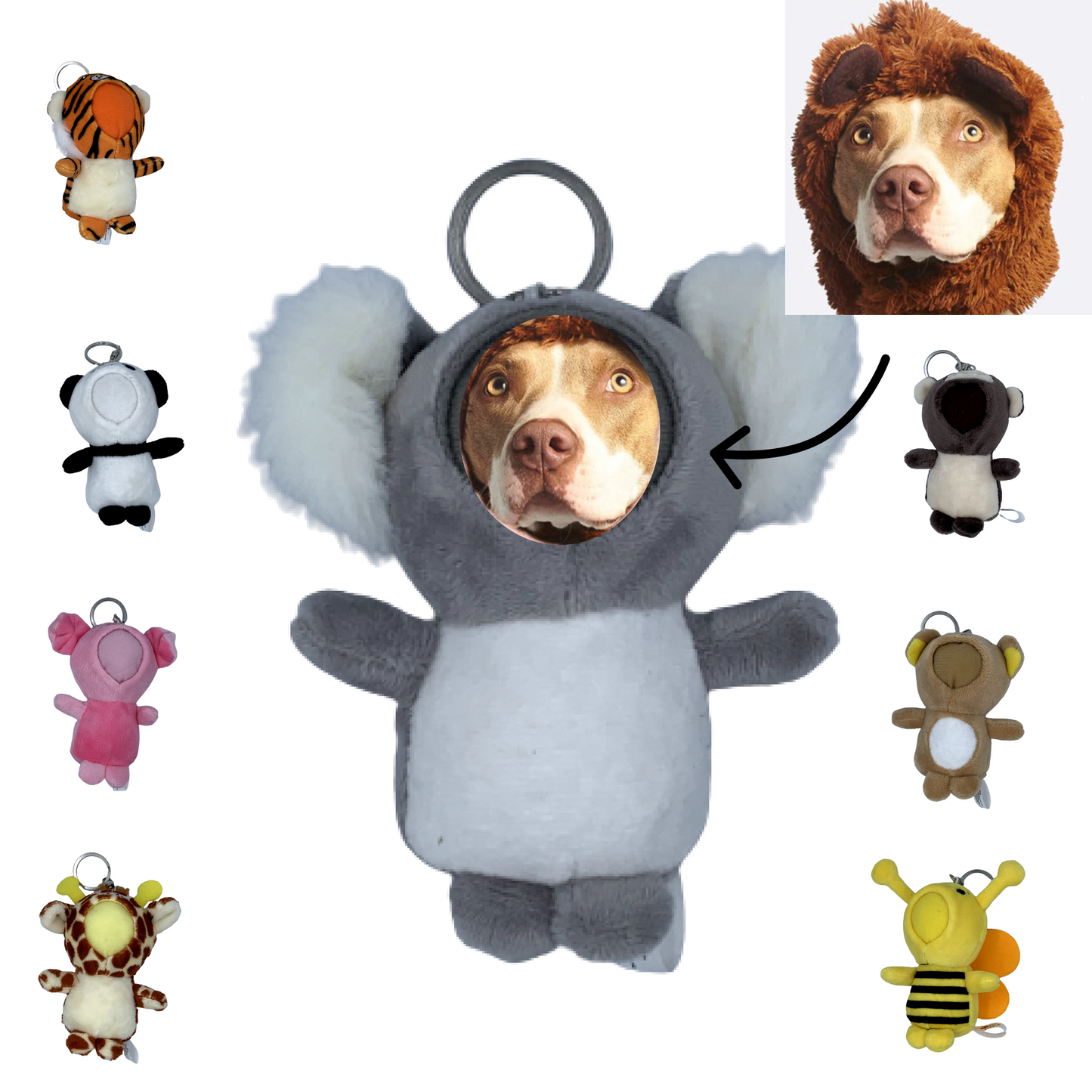 Personalized Your Face Doll Pendant Custom Pet Face Picture 3D Print Small Keychain Birthday Soft Short Plush Stuffed Animal Toy