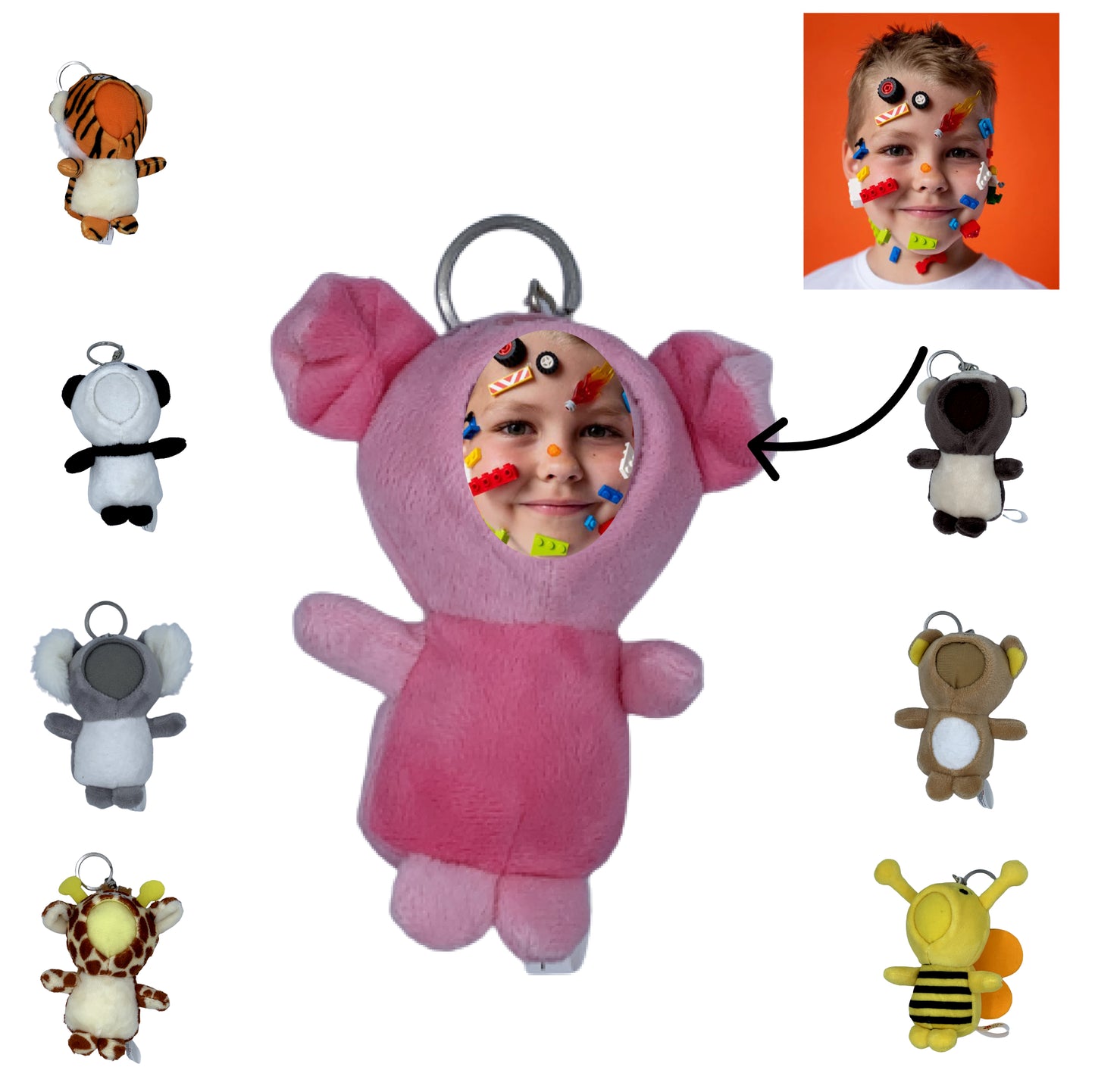Personalized Your Face Doll Pendant Custom Pet Face Picture 3D Print Small Keychain Birthday Soft Short Plush Stuffed Animal Toy