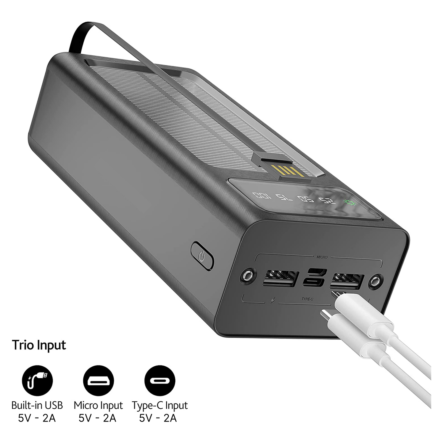 K - 30000mah 2 USB Ports Solar Mobile Charger Power Bank External Battery Pack