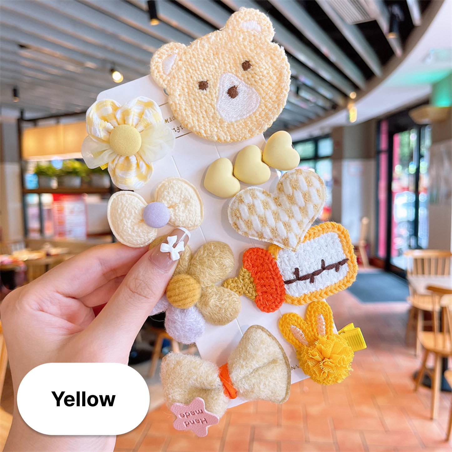 M - Flower Hair Clip Set Bear Cute Cartoon Hairpin Princess Headdress For Children