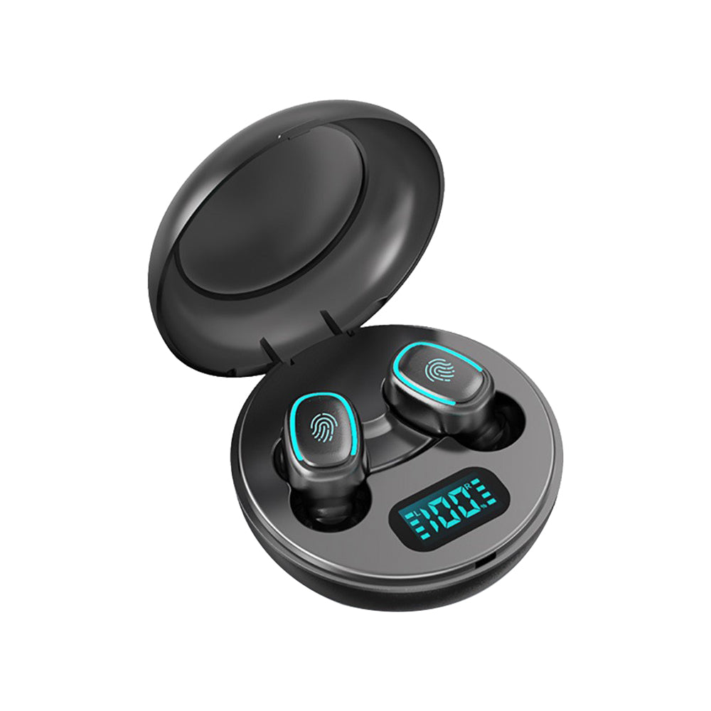 H - TWS Round Box Wireless Bluetooth Earphones Earbuds With Charging Box With Microphone