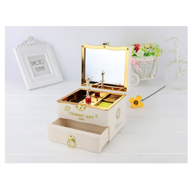 Music Box Dancing Ballerina Jewelry Storage Old Timer Vintage Retro Style Home Decor Musical Gift Toy