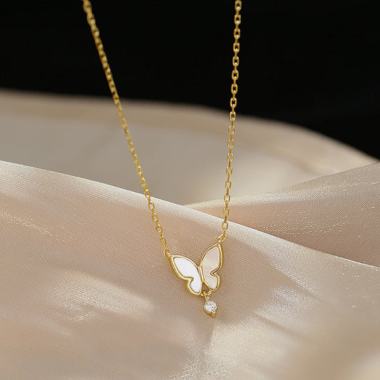 New Design 925 silver butterfly shell necklace