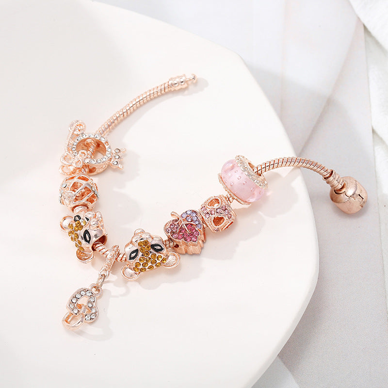 Full Set LIMITED EDITION Rose Gold Lioness Leopard & Fairy Tale Charm Bracelets 925 Sterling Silver Hypoallergenic Gifts