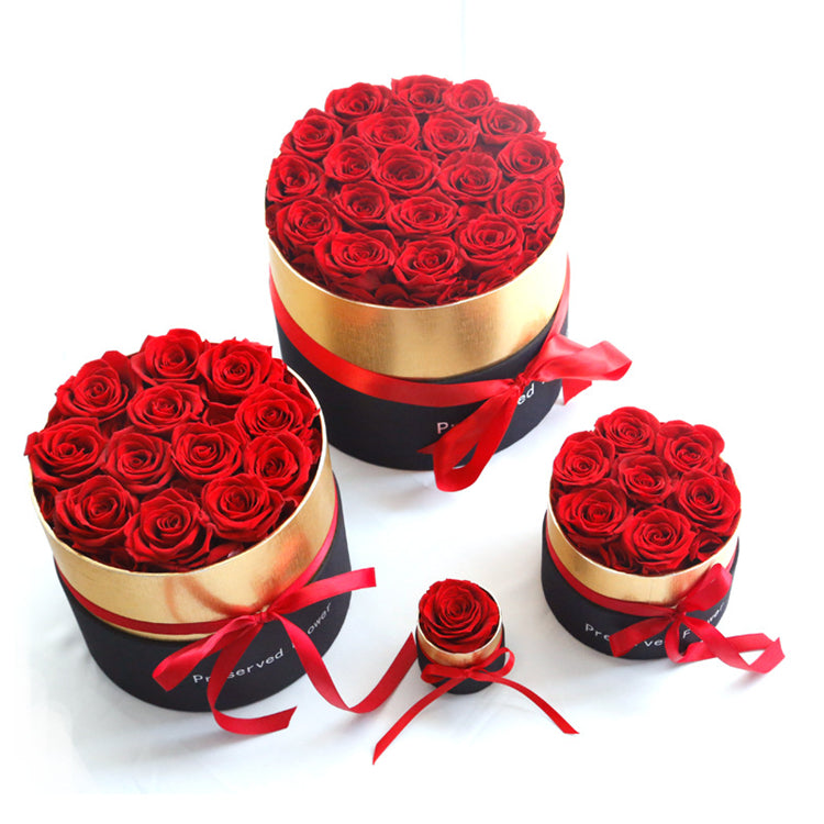 I - Eternal Natural Rose Bouquet Handmade Preserved Real Roses Box Valentines Gift