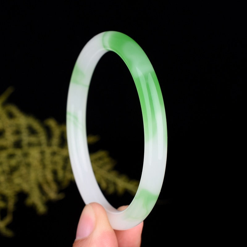 Fashion Natural Jewelry Amulet Charm Carved Gifts Jadeite Green Jade Bangle Bracelet