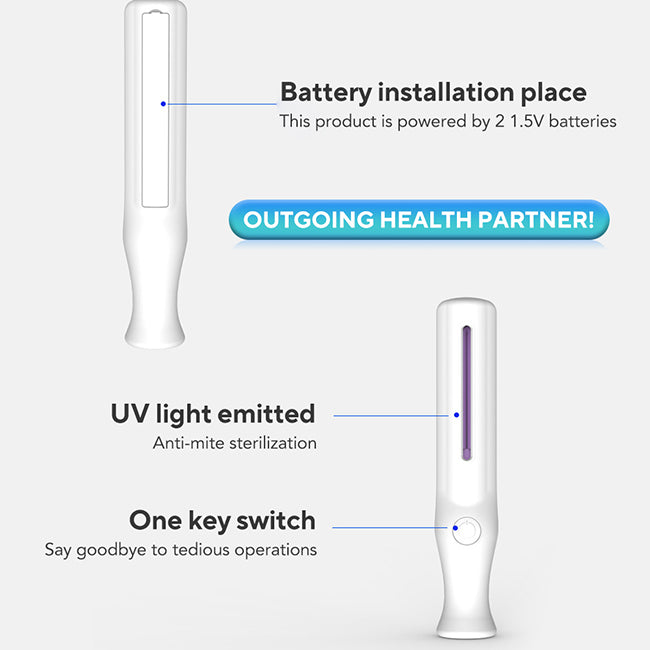 P - Portable UVC Sanitizer Wand UV Sterilizer 99.9% Sterilization Cordless Battery