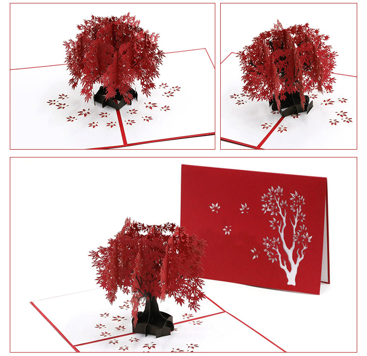 A2 - Red Maple Tree Pop Up Greeting Cards