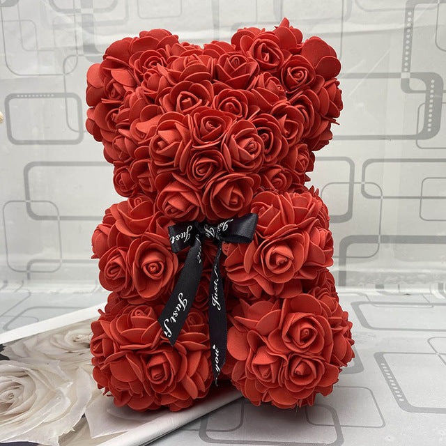 Q - Eternal Rose Teddy Bear Handmade Gift Graduation Wedding Birthday Gifts Pink Red