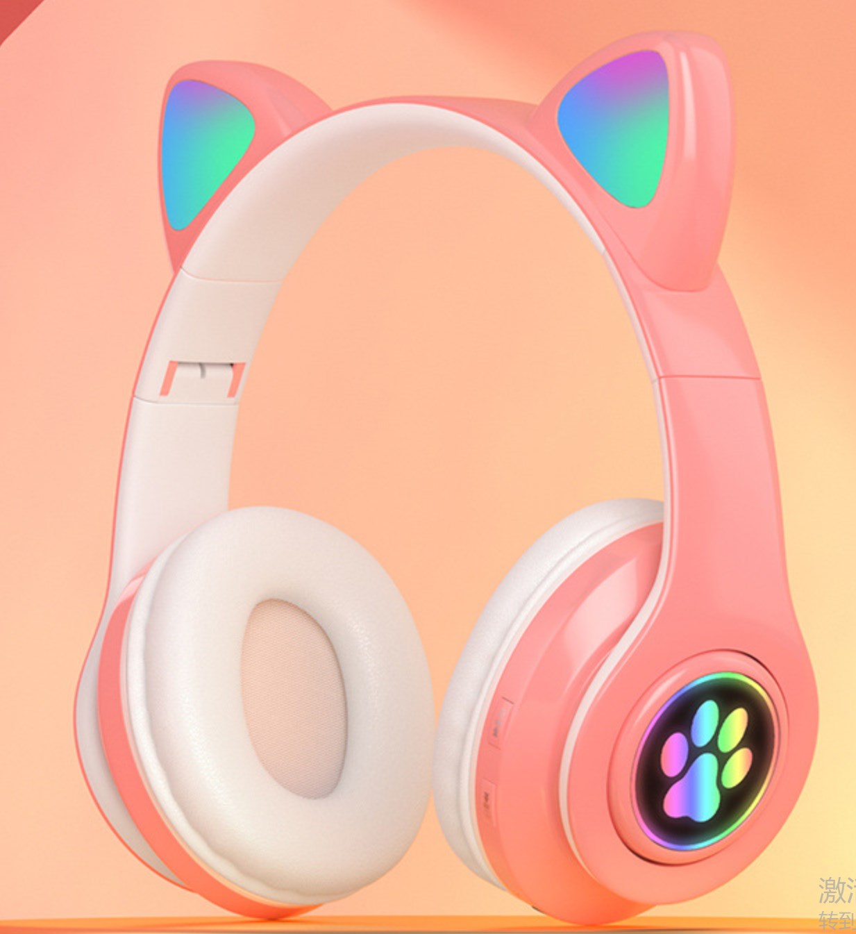 H - Cat Ear LED Bluetooth Wireless Headphones Foldable With Microphone