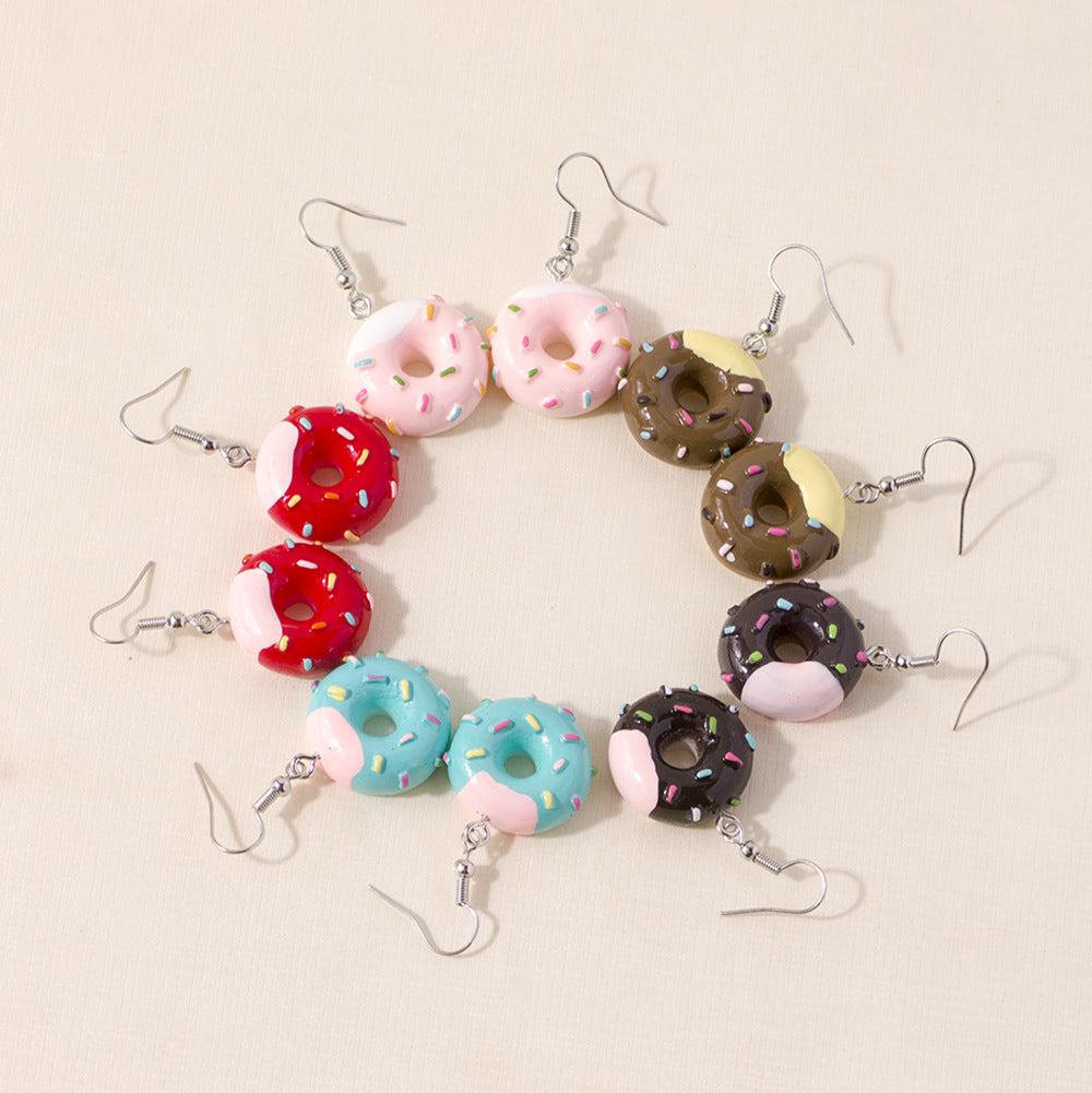 SS - Mini Donuts Charm Earrings Sprinkles Glazed Doughnut Dangle
