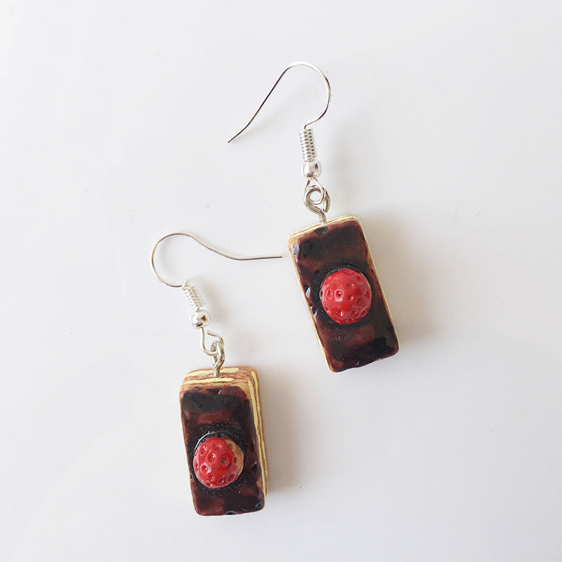 SSX - Mini Dessert Cake Charm Earrings Sprinkles Dangle Cute Earring Chocolate Strawberry Teddy Berry Gift