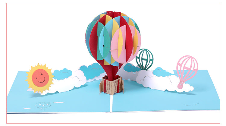 A1 - Hot air Balloon birthday greeting 3d pop up greeting card