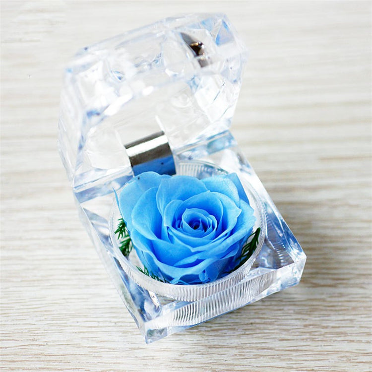 N - Real Rose Crystal Ring Box Preserved Flower Gift