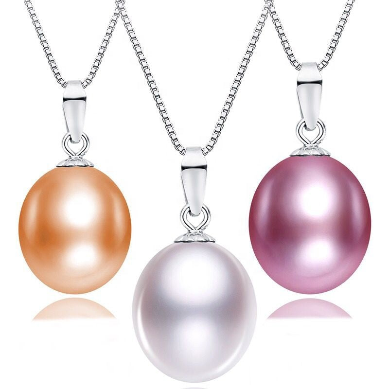 PA - Real Drop Pearl Pendant With 925 Sterling Silver Chain Necklace White, Pink, or Purple Celeste 925 Fresh Water Pearls Collection Sterling Silver gift box