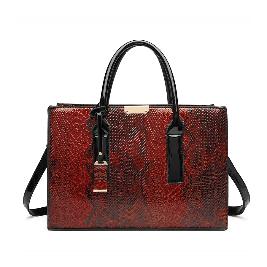 Snake Pattern PU Leather Casual Tote Ladies Fashion Document Hand bags