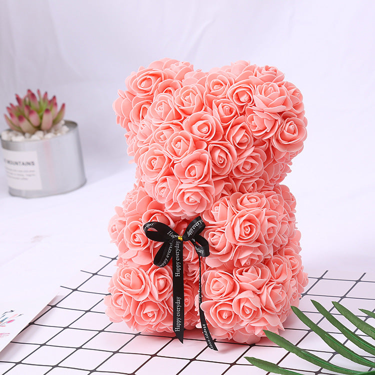 Q - Eternal Rose Teddy Bear Handmade Gift Graduation Wedding Birthday Gifts Pink Red