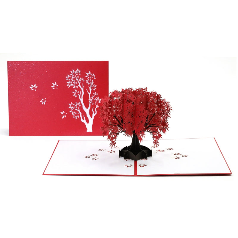 A2 - Red Maple Tree Pop Up Greeting Cards