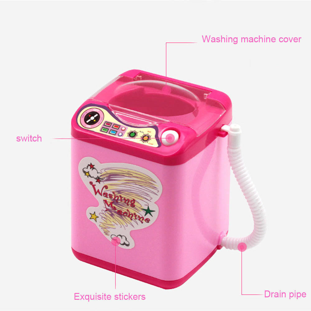 A - Mini Electric Makeup Brush Cleaner Makeup Sponge Washing Machine Dollhouse Toy Automatic Washer USB
