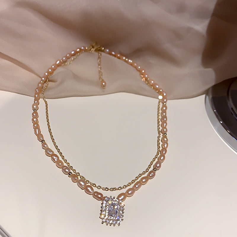 S - Real Gold Plated Two Layer Pearl Necklace