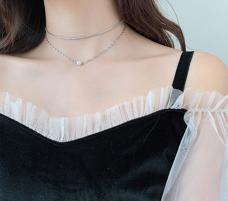 925 plated silver shining star necklace women