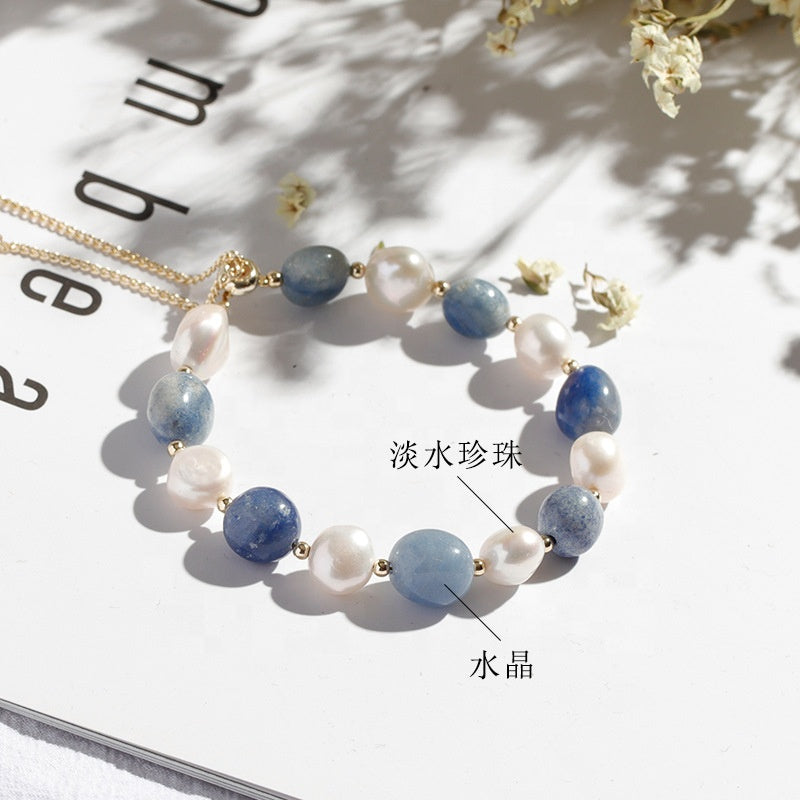 Baroque Freshwater Pearl Crystal Bracelets Nature Colourful Bead Adjustable Bracelet For Girls