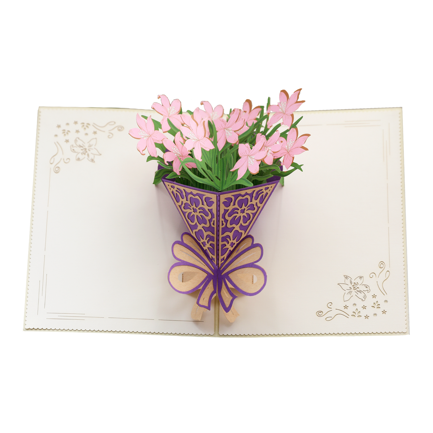 C - 3D Lily Flowers Pop Up Greeting Card with Envelopes