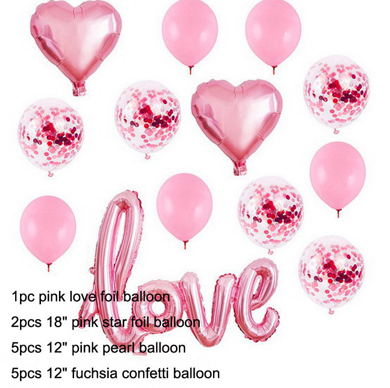 M - Heart Shape Foil Love Balloons Decorations Kit Romantic Balloons For Wedding Anniversary Valentines Day