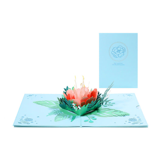 C - 3D Flowers Blue peony greeting cards for Mothers