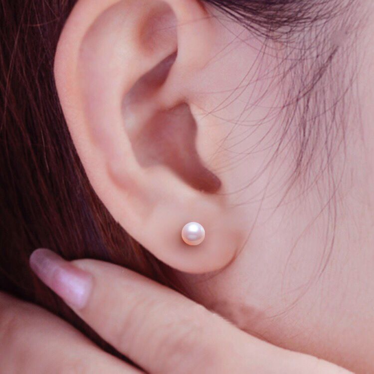PD - Real Pearl Earrings Celeste Collections Pink Round Pearls Earring 925 Sterling Silver gift box