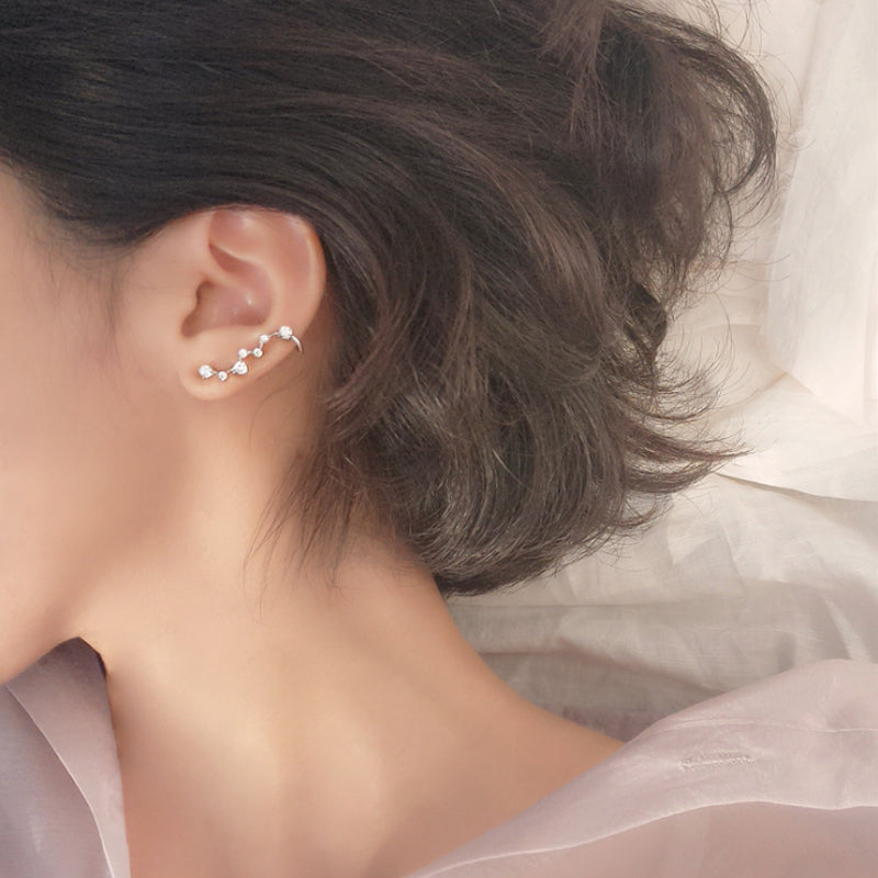 N - Constellation Stars Earrings 925 Sterling Silver Cubic Zirconia Stud Earrings Gift