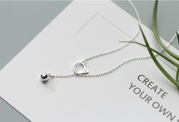 925 Sterling Silver cute cat Necklaces and Bracelet Animal Jewelry for Girls