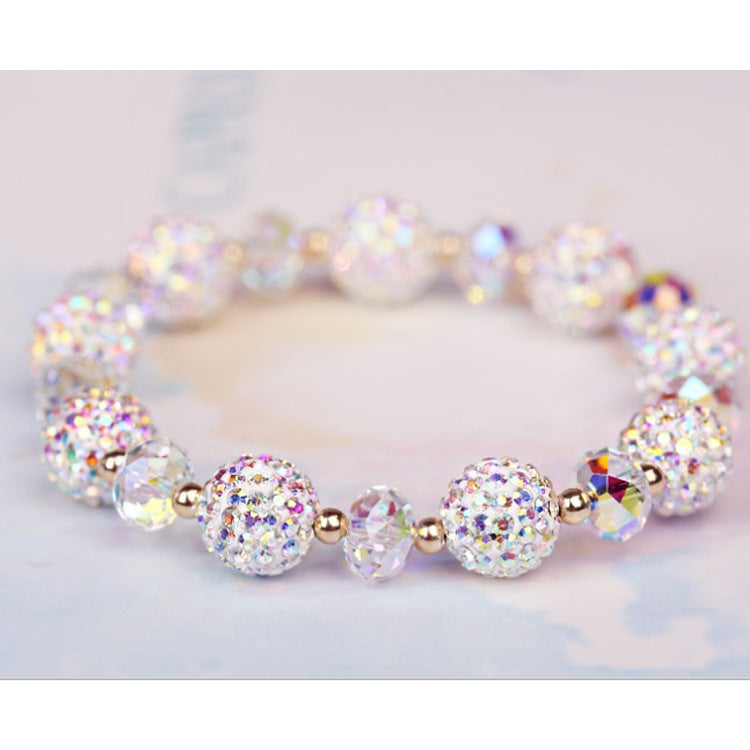 S - Beaded Austrian Crystal Charm Bracelet Shinny Engraved Glassy Bracelets For Women Jewelry