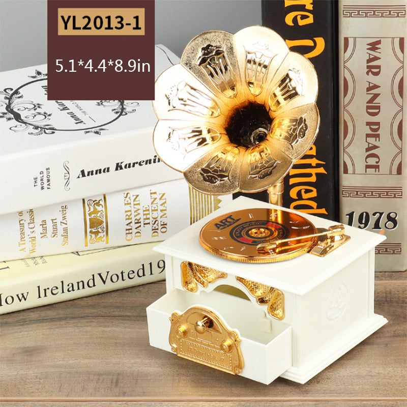 Phonograph Record Player Music Box Jewellery storage Old Timer Vintage Retro Style Home Decor Musical Gift Toy