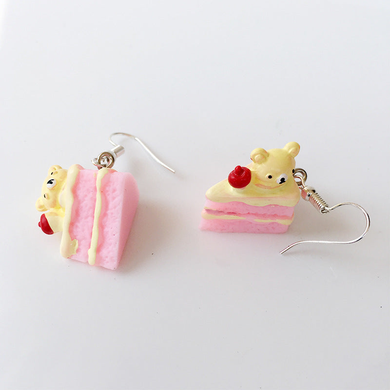 SSX - Mini Dessert Cake Charm Earrings Sprinkles Dangle Cute Earring Chocolate Strawberry Teddy Berry Gift