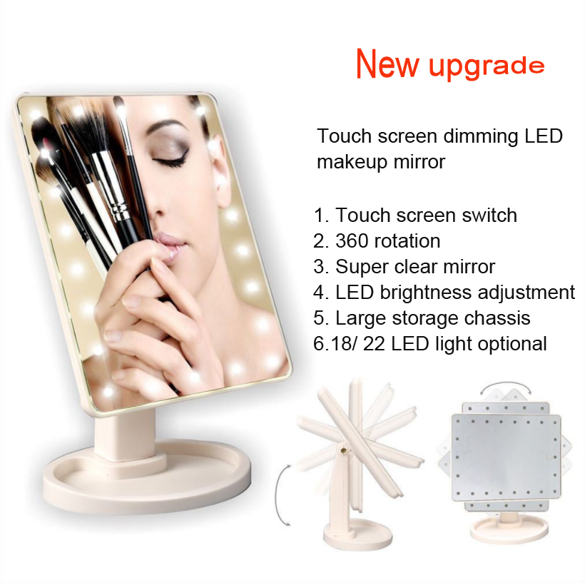 A - LED Lighted Makeup Mirror With Touch Screen