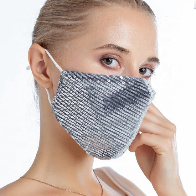 Sequin Face covering Cloth Facemask w/ filter Facemask for Adult