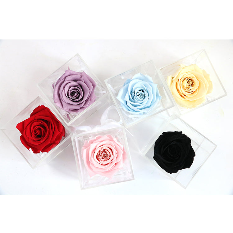 Crystal Real Rose Handmade Preserved Flower Acrylic Jewellery Chocolate Box Gift