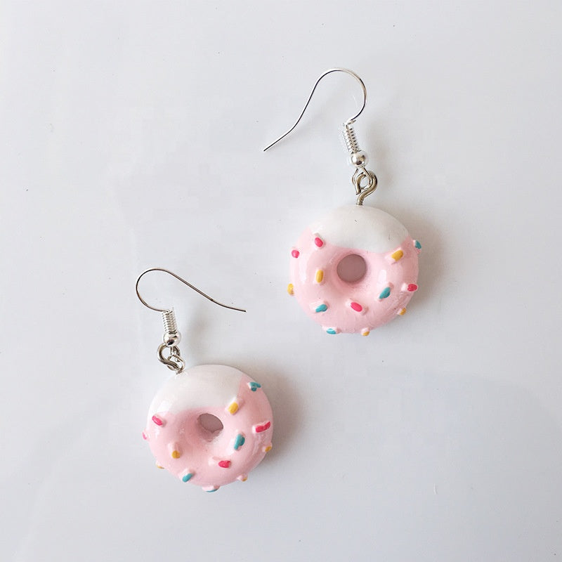 SS - Mini Donuts Charm Earrings Sprinkles Glazed Doughnut Dangle