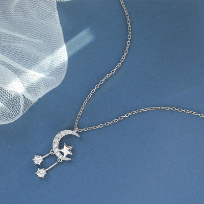 925 plated silver moon and star necklace