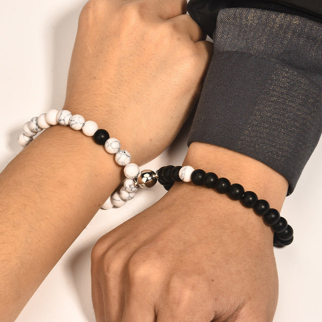 S - Valentine's Day Jewelry Attractive Couple Bracelet Natural Stone Attract Couple Bracelets